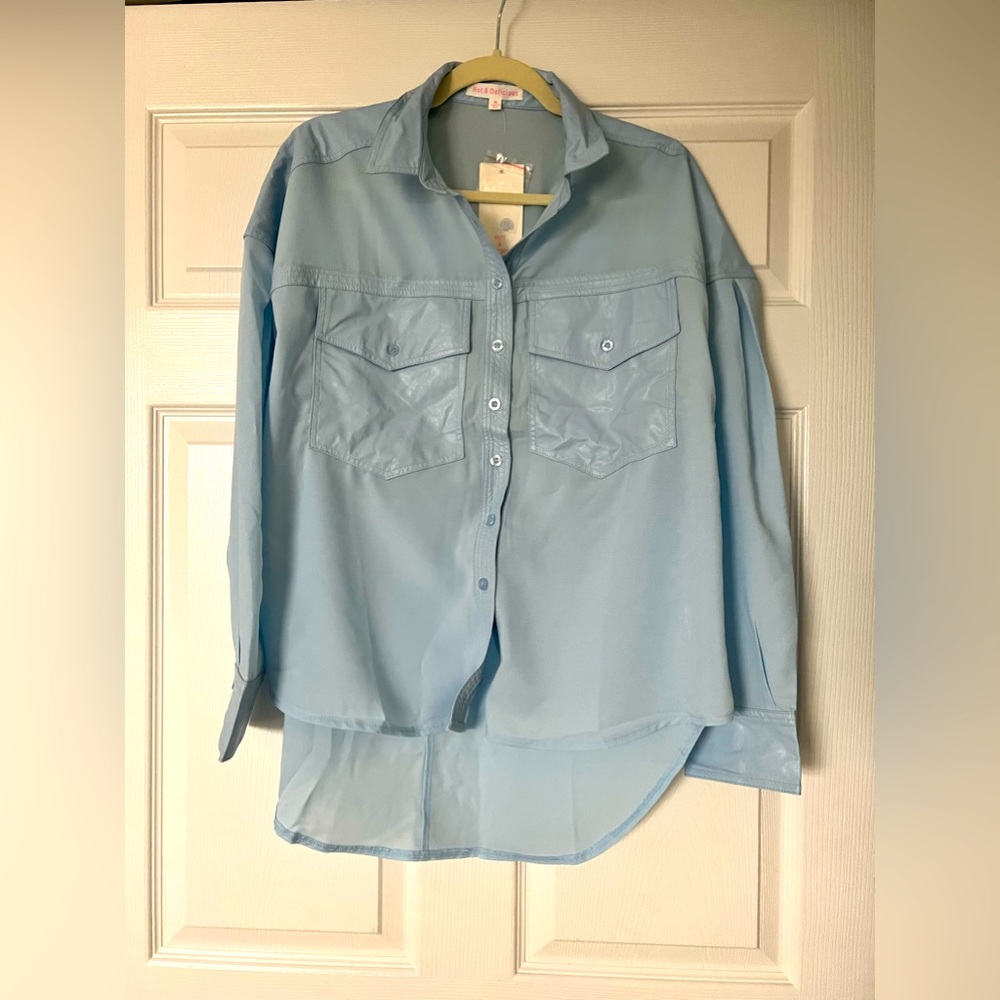 Oversized Button Up Blue Shirt